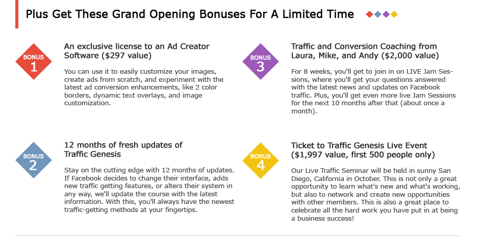 Traffic Genesis Bonuses
